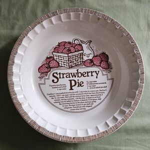 Vintage Royal China by Jeannette Strawberry Pie Recipe Dish Plate Ceramic 11"